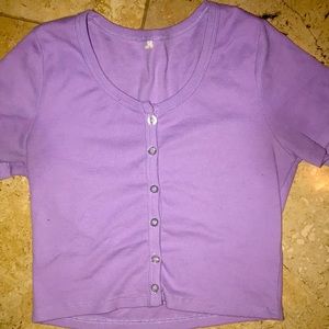 Purple Zelly Button Up Top- SHEIN